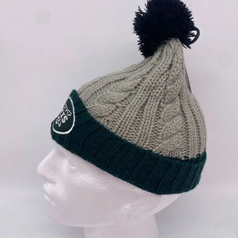 New York Jets Knit toboggan Womens NFL Grey Sport Beanie Winter Ski Football NEW